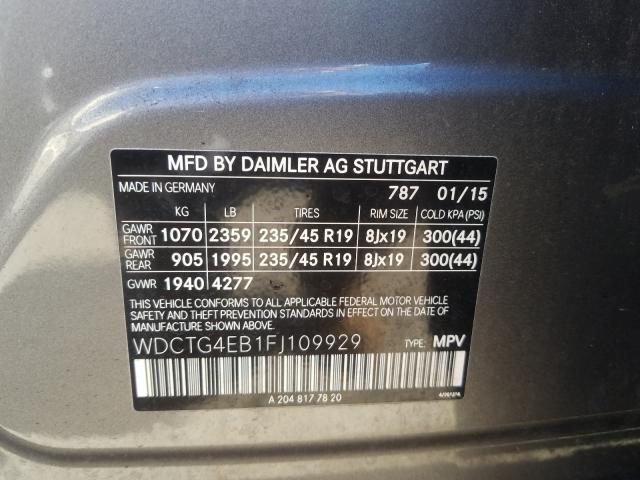 2015 MERCEDES-BENZ GLA 250 WDCTG4EB1FJ109929
