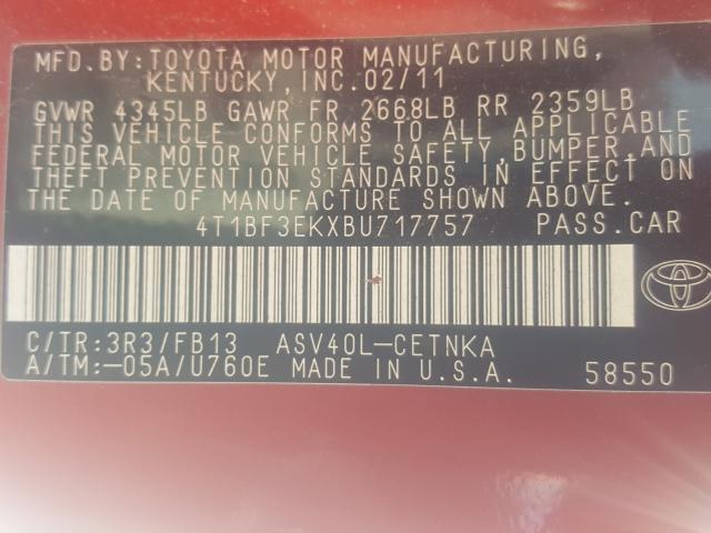 2011 TOYOTA CAMRY BASE 4T1BF3EKXBU717757