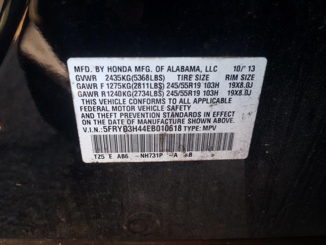 2014 ACURA MDX TECHNO 5FRYD3H44EB010618
