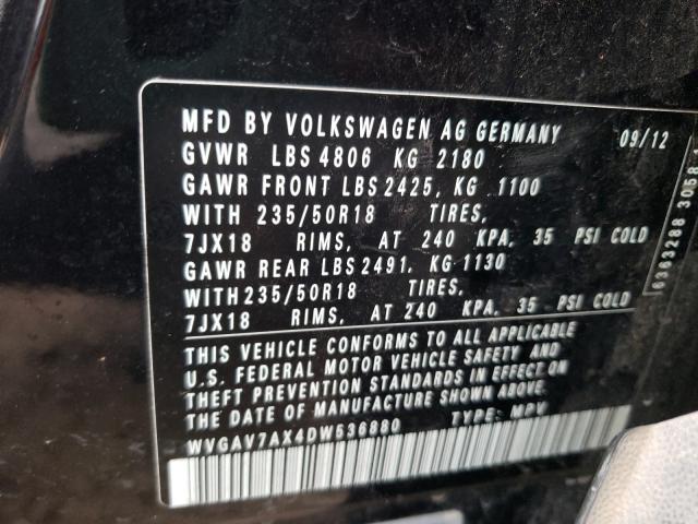 2013 VOLKSWAGEN TIGUAN S WVGAV7AX4DW536880