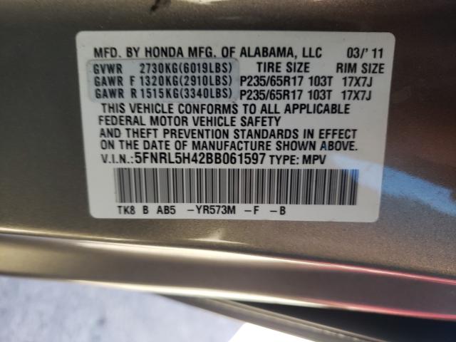 2011 HONDA ODYSSEY EX 5FNRL5H42BB061597