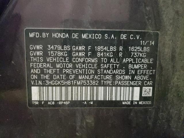 2015 HONDA FIT EX 3HGGK5H81FM753382