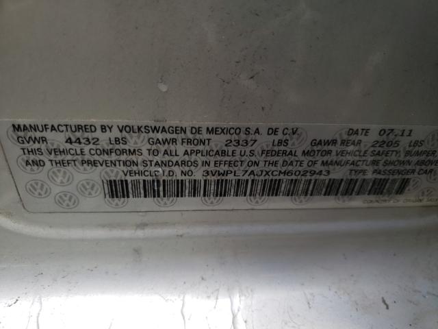 2012 VOLKSWAGEN JETTA 3VWPL7AJXCM602943