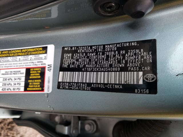 2010 TOYOTA CAMRY BASE 4T1BF3EK3AU540869