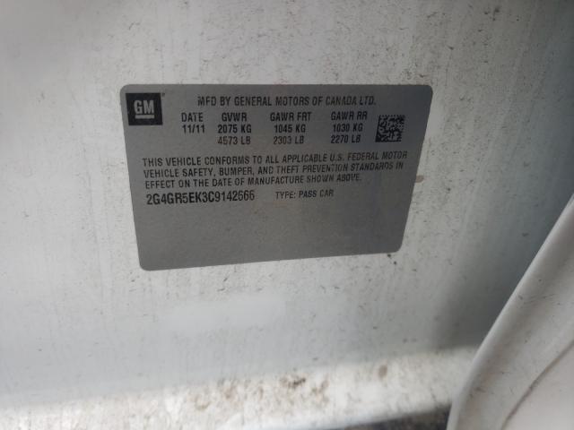 2012 BUICK REGAL 2G4GR5EK3C9142666