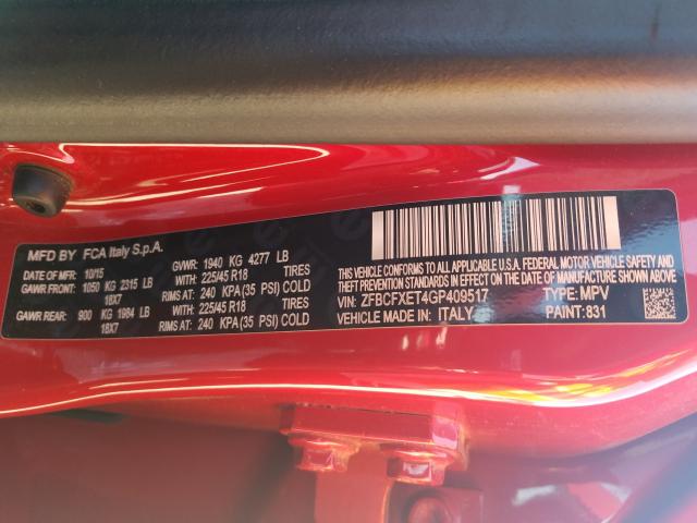 2016 FIAT 500X TREKK ZFBCFXET4GP409517