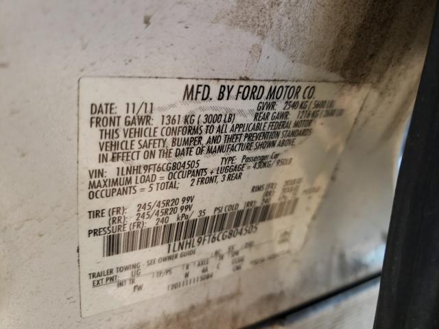 2012 LINCOLN MKS 1LNHL9FT6CG804505
