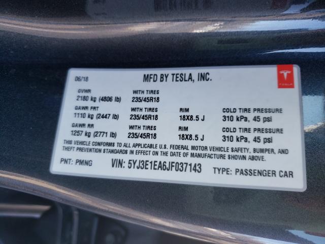 2018 TESLA MODEL 3 5YJ3E1EA6JF037143