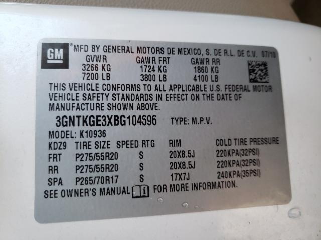 2011 CHEVROLET AVALANCHE 3GNTKGE3XBG104696