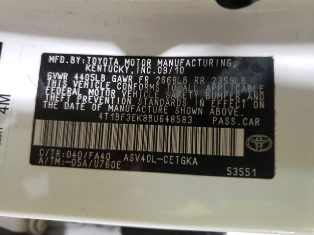 2011 TOYOTA CAMRY BASE 4T1BF3EK8BU648583