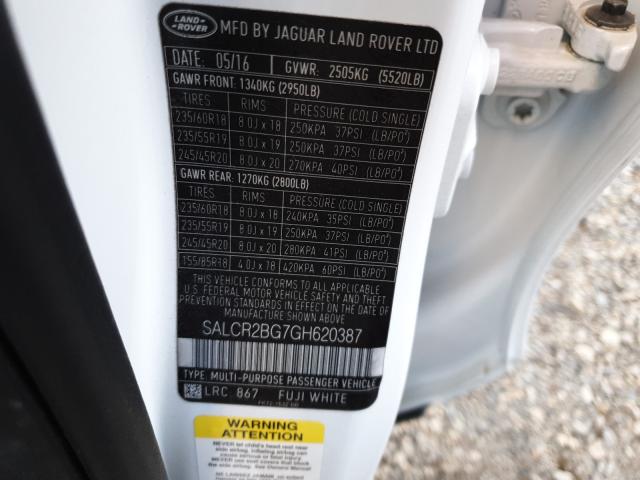 2016 LAND ROVER DISCOVERY SALCR2BG7GH620387