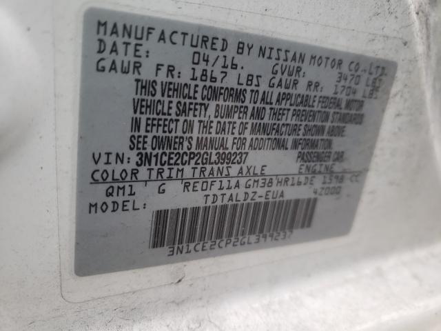 2016 NISSAN VERSA NOTE 3N1CE2CP2GL399237