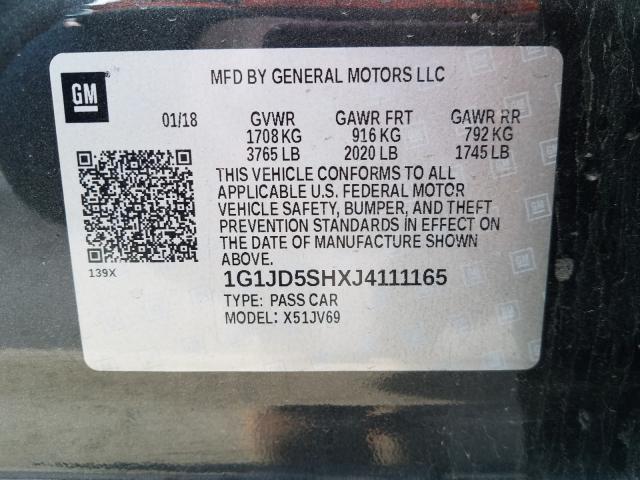 2018 CHEVROLET SONIC LT 1G1JD5SHXJ4111165