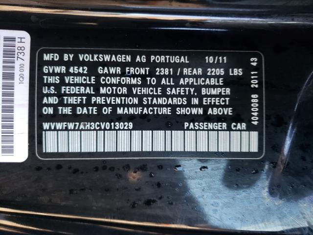 2012 VOLKSWAGEN EOS LUX WVWFW7AH3CV013029