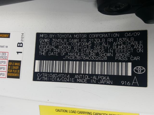 2010 TOYOTA SCION TC JTKDE3B78A0302628