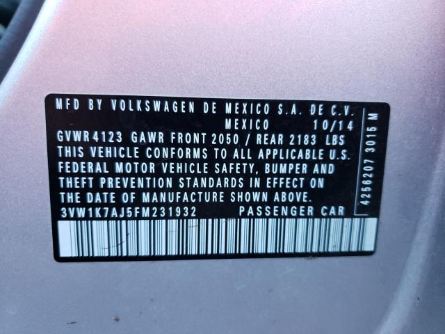 2015 VOLKSWAGEN JETTA BASE 3VW1K7AJ5FM231932