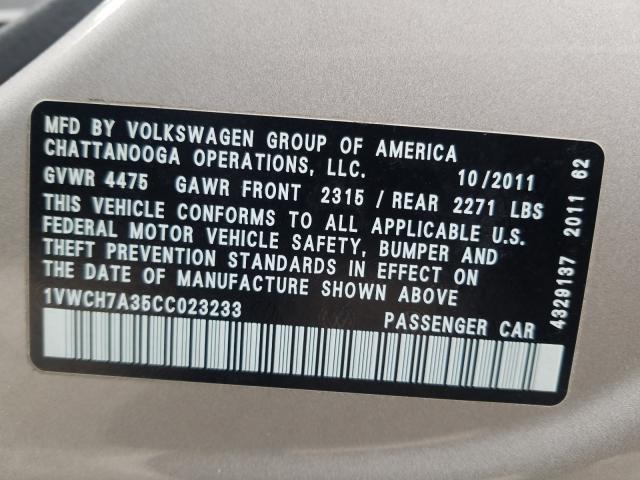 2012 VOLKSWAGEN PASSAT SEL 1VWCH7A35CC023233