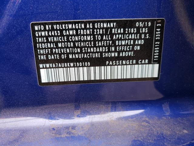 2019 VOLKSWAGEN GOLF R WVWVA7AU8KW190109