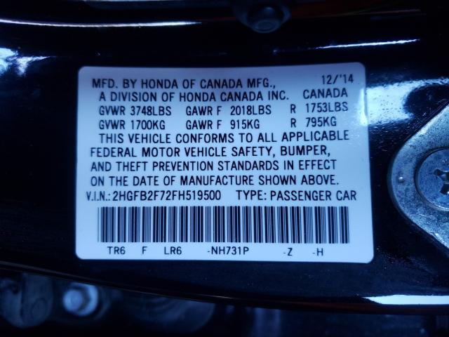 2015 HONDA CIVIC SE 2HGFB2F72FH519500