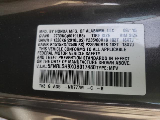 2016 HONDA ODYSSEY TO 5FNRL5H9XGB017480