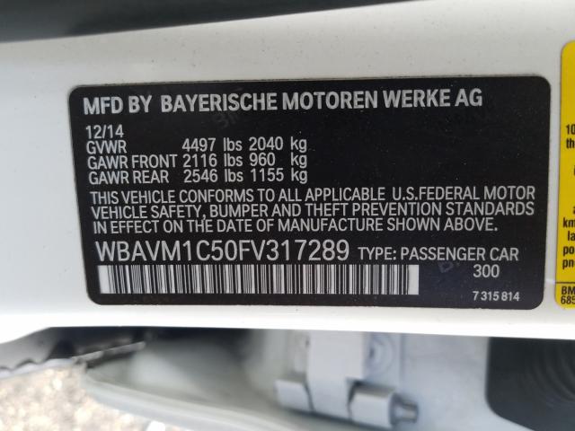2015 BMW X1 SDRIVE2 WBAVM1C50FV317289