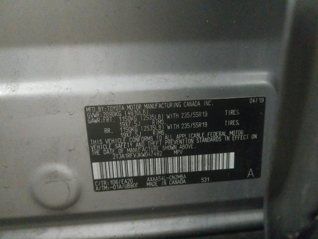 2019 TOYOTA RAV4 XLE P 2T3A1RFV3KW047482