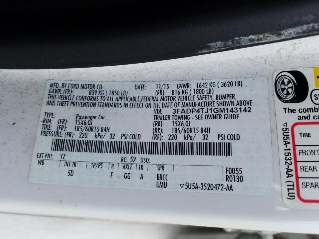 2016 FORD FIESTA 3FADP4TJ1GM143142