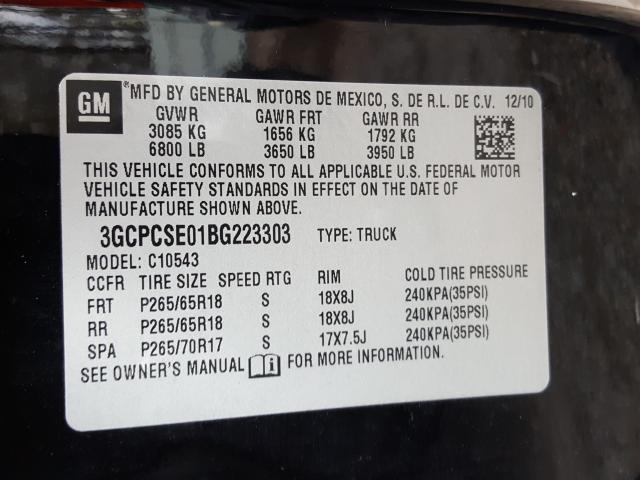 2011 CHEVROLET SILVRK1500 3GCPCSE01BG223303