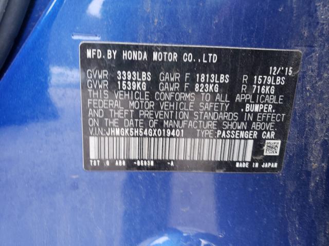 2016 HONDA FIT LX JHMGK5H54GX019401
