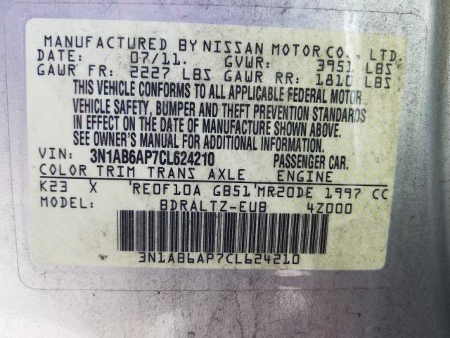 2012 NISSAN SENTRA SR 3N1AB6AP7CL624210