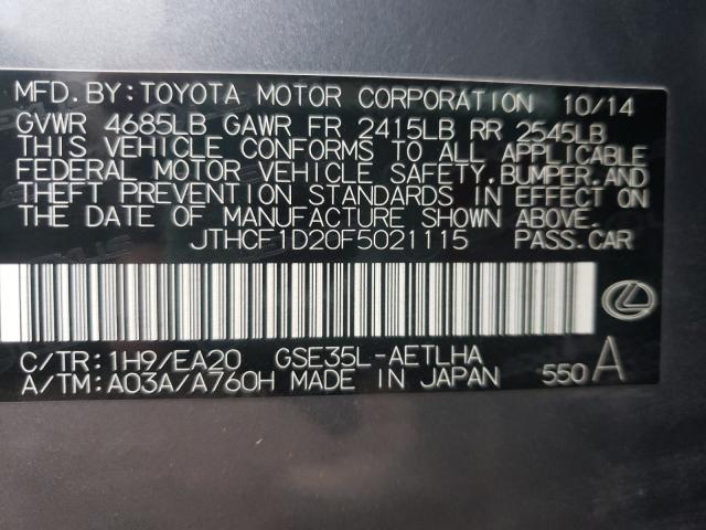 2015 LEXUS IS 250 JTHCF1D20F5021115