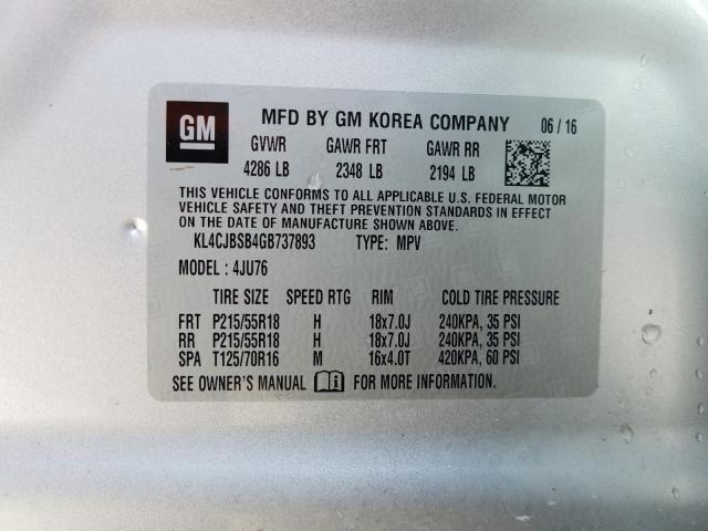 2016 BUICK ENCORE CON KL4CJBSB4GB737893