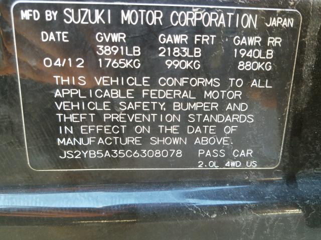 2012 SUZUKI SX4 JS2YB5A35C6308078