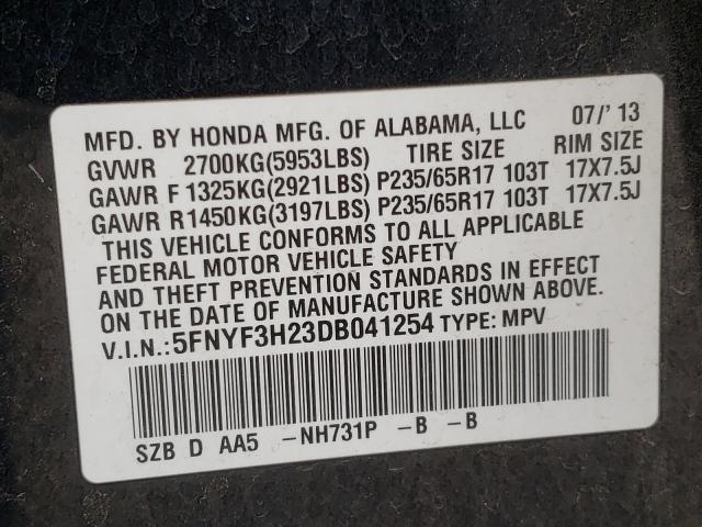 2013 HONDA PILOT LX 5FNYF3H23DB041254