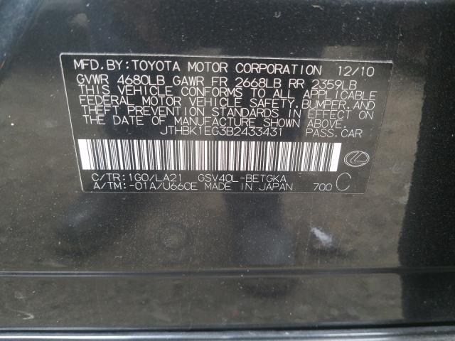 2011 LEXUS ES 350 JTHBK1EG3B2433431