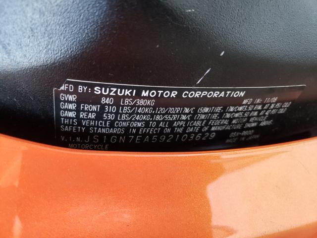 2009 SUZUKI GSX-R600 JS1GN7EA592103629