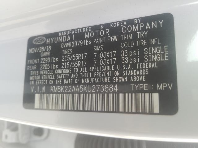 2019 HYUNDAI KONA SEL KM8K22AA5KU273884