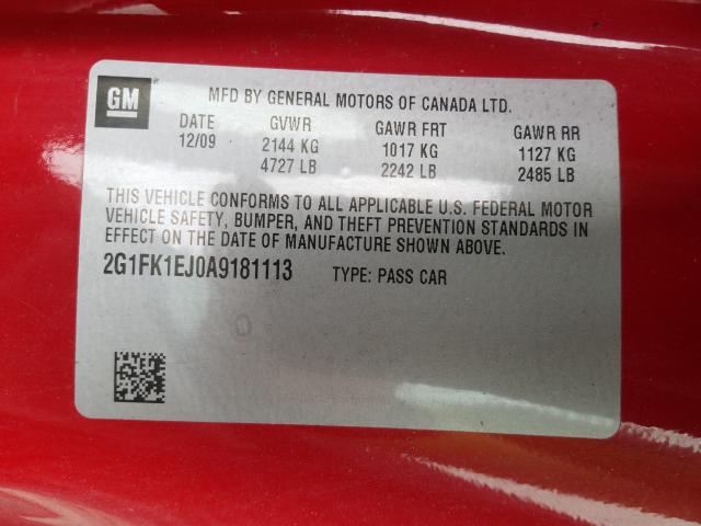 2010 CHEVROLET CAMARO SS 2G1FK1EJ0A9181113