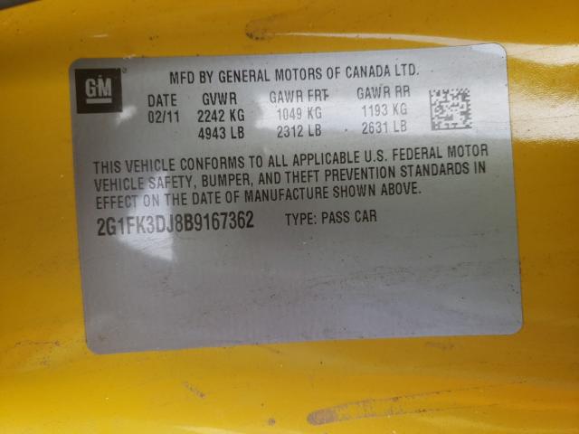 2011 CHEVROLET CAMARO 2G1FK3DJ8B9167362