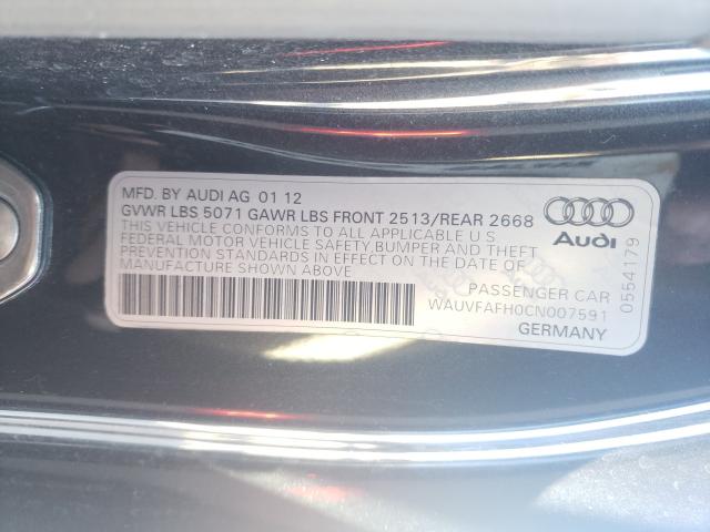 2012 AUDI A5 PRESTIG WAUVFAFH0CN007591