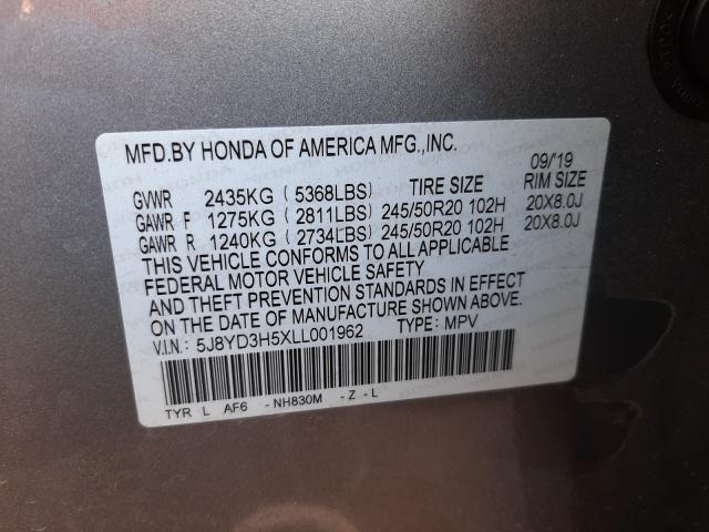 2020 ACURA MDX TECHNO 5J8YD3H5XLL001962