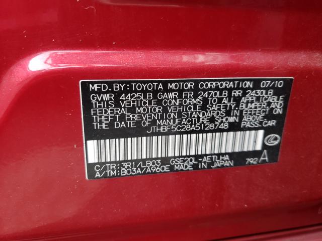2010 LEXUS IS 250 JTHBF5C28A5128748