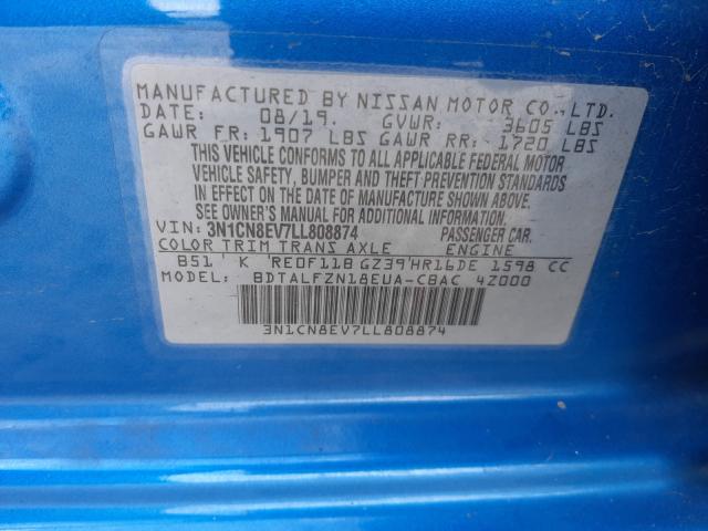 2020 NISSAN VERSA SV 3N1CN8EV7LL808874