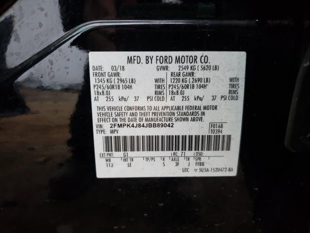 2018 FORD EDGE SEL 2FMPK4J84JBB89042