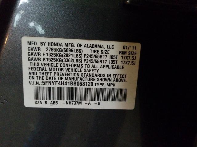 2011 HONDA PILOT EX 5FNYF4H41BB068120
