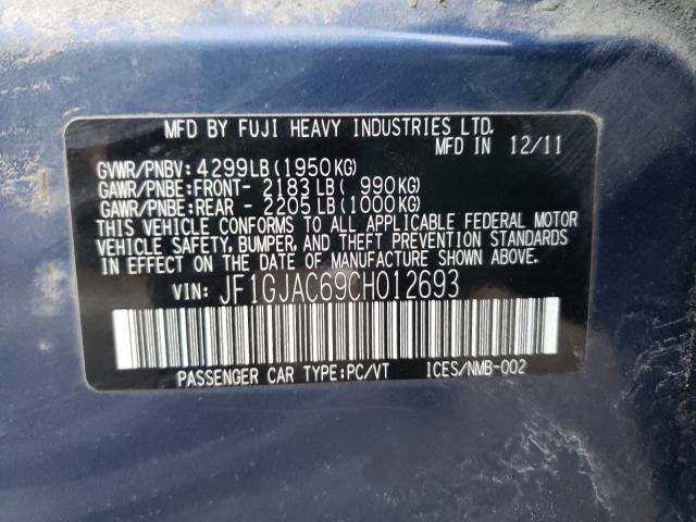 2012 SUBARU IMPREZA PR JF1GJAC69CH012693