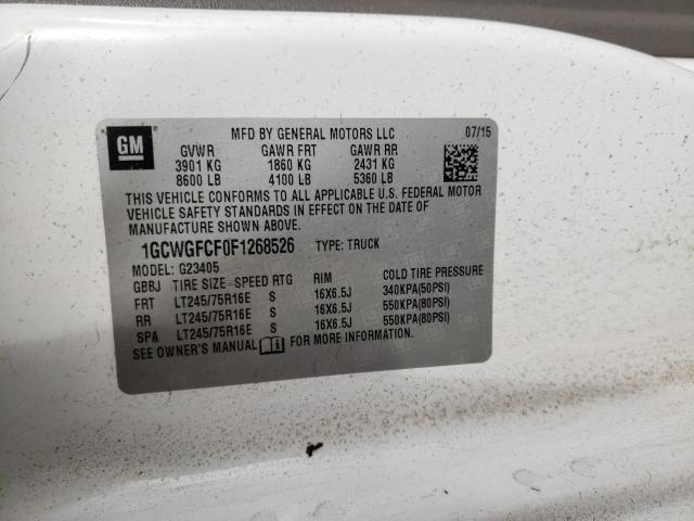 2015 CHEVROLET EXPRESS G2 1GCWGFCF0F1268526