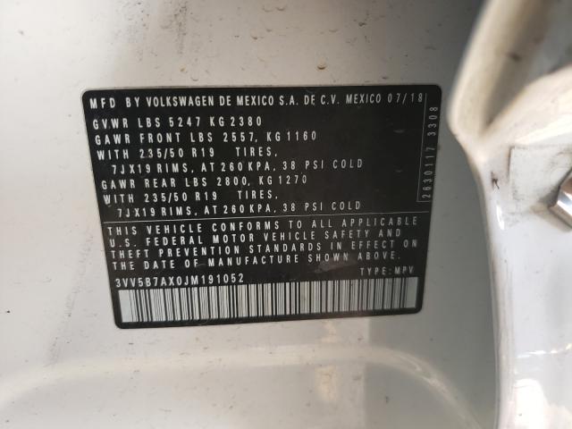 2018 VOLKSWAGEN TIGUAN SEL 3VV5B7AX0JM191052