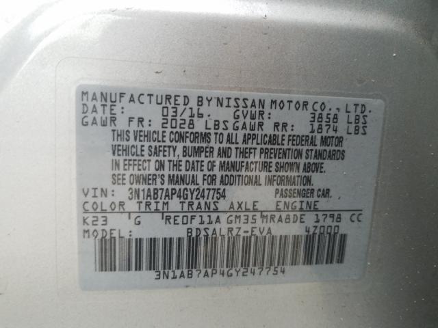 2016 NISSAN SENTRA S - 3N1AB7AP4GY247754