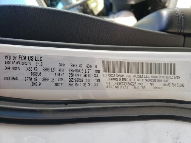 2016 DODGE DURANGO LI 1C4RDHDGXGC346227